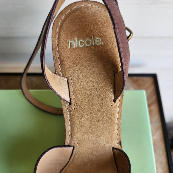 Ladies brown leather wedge sandal - Picture 5 of 10